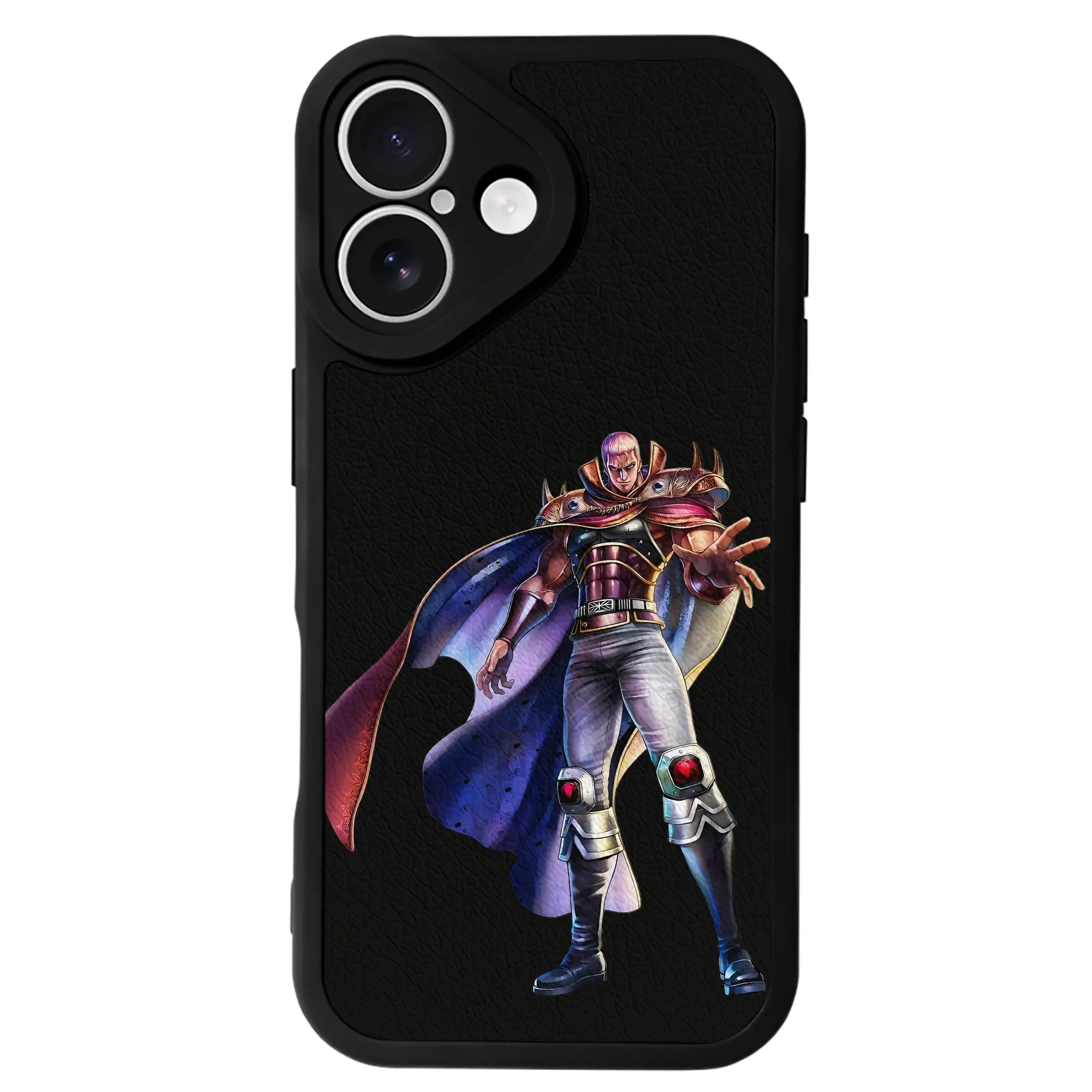 北斗の拳 グッズ,ラオウ - IPhone 16シリーズ対応 ・ シリコンスマホケース ・ レザー調 ・ 高精度フィット ・ 耐衝撃 ・ ワイヤレス充電対応 ・ 精密カット